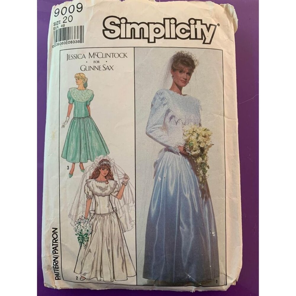 Simplicity Jessica McClintock Gunne Sax Bridesmaids/Wedding Pattern 9009 Size 20